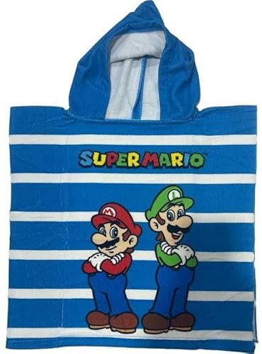 eplusm Super Mario und Minecraft Badeponcho für Jungen Handtuch Kinder Badetuch mit Kapuze Poncho Sommer Strand Schwimmbad Badeanzug 50x100 (blau, einheitsgrosse)