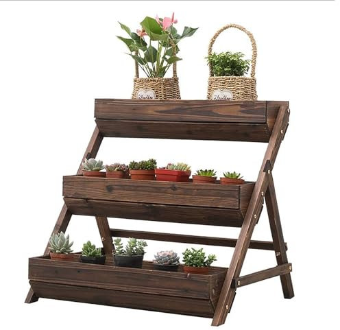 Aiuola Rialzata Verticale In Legno,Vaso Alto,Ci Sono 3 Aree Di Piantagione Di Erbe e Fiori,Tra Cui Cedro,(105x72x88cm) Adatto a Cortili,Balconi,Giardini,Ecc