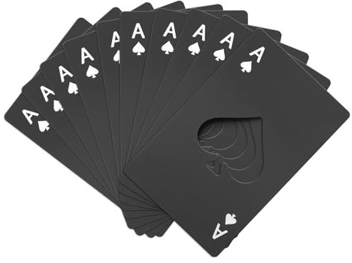 Ace of Spades Poker Bottle Openers - 50Pcs Stainless Steel Credit Card Size Beer Cap Openers, Wedding Party Favors, Groomsmen Bridesmaid Gifts, Bulk Casino & Birthday Supplies (Black)