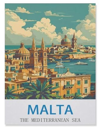 1000 Teile Puzzle Für Erwachsene Und Kinder,Malta, Mittelmeer,Stressabbau Herausforderung Bodenpuzzle DIY Home Wanddekoration(38x26cm)-DO59