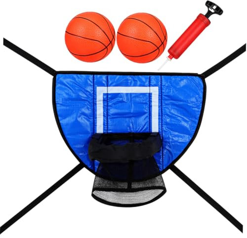 Toyvian 1 Set Trampoline Basketball Hoop Attachment for Goal with Balls Pump Fun Indoor Outdoor Sports Activity for Boys for Family Bonding and Active Play