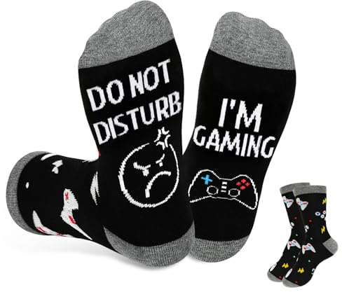 DPKOW Funny Socks Women Men, Novelty Presents Gifts for Women Men Stocking Fillers Adult Gifts Xmas Christmas Eve Box Fillers, If You Can Read This Socks F1 Gamer Christmas SOCKS Cat Dog