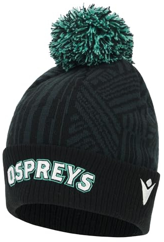 Macron Ospreys Rugby 2025/26 Pom Pom Beanie Black