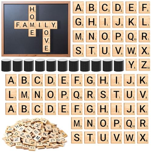 Magnetische Buchstaben aus Holz, 600 Stück, Holzbuchstaben, Fliesen für Kühlschrank, Wand