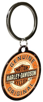 Nostalgic-Art Retro Schlüsselanhänger, Ø 4 cm, Harley – Genuine Original | Original Harley-Davidson Lizenzprodukt (OLP), aus Metall, Vintage Design, Geschenk-Idee für Biker