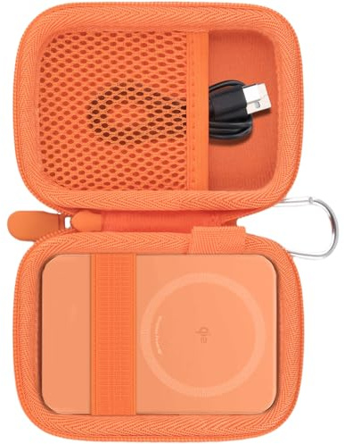 Khanka Case Anker Nano/MagGo Power Bank,5,000/10,000mAh Magnetic Battery | Compatible with Anker Nano/MagGo 5,000/10,000mAh 15W A1665/A1664 Power Banks;Hard Case for Storage,Orange,Case Only