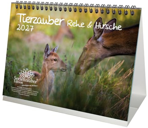 Tierzauber Rehe & Hirsche DIN A5 Tischkalender für 2027 - Seelenzauber