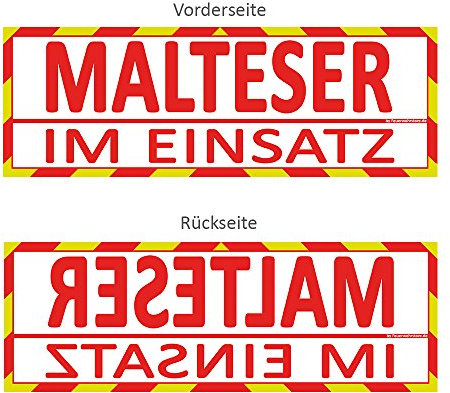 Feuerwehrstore Malteser im Einsatz Wendeschild WSB2 für die Sonnenblende in Normal- & Spiegelschrift Malteser