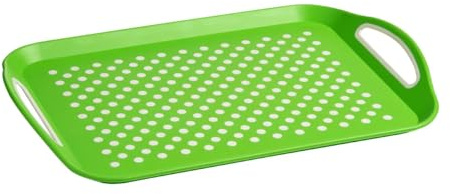 Premier Housewares Anti-Slip Rectangle Serving Tray/Dinner Tray For Kitchen/Home Use Green and White Made from PP Plastic With TPE Handles 32 x 2 x 46