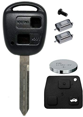 Auto Schlüssel Funk Fernbedienung 1x Gehäuse 2 Tasten TOY47 + 1x Tastenfeld + 2X Mikrotaster + 1x CR2016 Batterie kompatibel mit Toyota