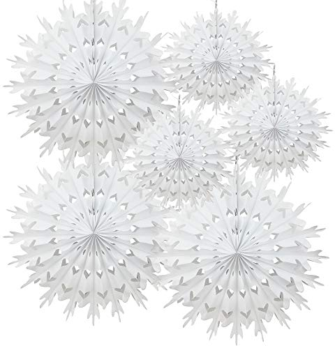 Time to Sparkle 6 Pack Mix Tissue Paper Fan Party Fan Snowflake Christmas Wedding Decoration White
