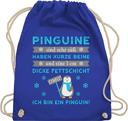 Shirtracer Turnbeutel Rucksack - Sprüche Statement mit Spruch - Omg! Ich bin ein Pinguin! - Unisize - Royalblau - statements stoffsackerl beutel geschenk zur einschulung stofftasche kordelzug lustige