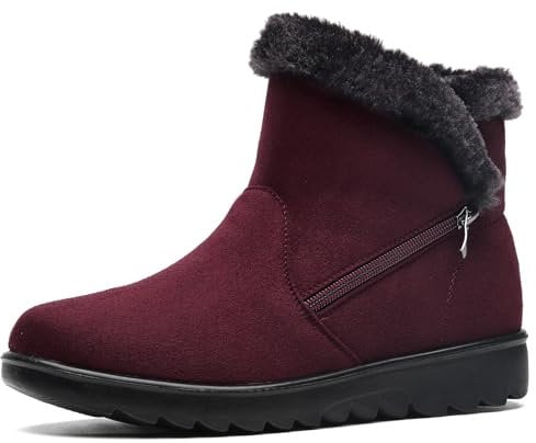 Vunavueya Stivali Donna Invernali Scarpe Stivaletti da Neve con Imbottitura Calda Stivali alla Caviglia Caldi Boots Scarpe Rosso 37 EU/240CN