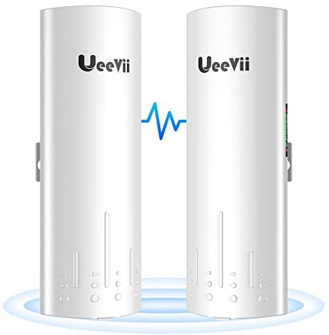 Wireless Bridge Point to Point Outdoor: UeeVii CPE450 5.8G 3Km Long Range Wi-Fi Bridge for Extend Network to Barn and Surveillance Range - Work with Starlink, 14dBi MIMO Antenna,48V POE Powered, 2pcs
