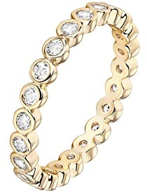 PAVOI 14K Yellow Gold Plated Rings Cubic Zirconia Love Ring | 2.8mm Stackable Rings for Women | Yellow Gold Rings for Women Size 6