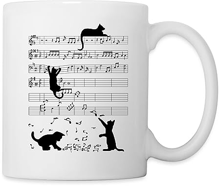 Spreadshirt Clef De Musique Chaton Chat Notes Partition Humour Mug Blanc, taille unique, blanc
