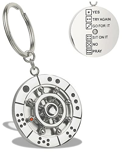 XinSiChen Drehende Würfel Gaming Entscheidungsmacher Stress Reliever Fidget Neuheit Schlüsselanhänger für Sie und Ihn, silber