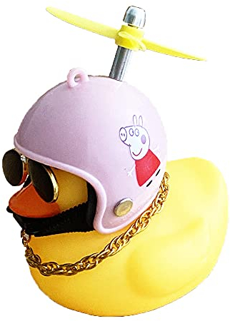 ZoliTime Gummiente Spielzeug Ornamente Gelbe Ente Auto Armaturenbrett Dekorationen Squeeze Duck Fahrrad Hörner Propeller Helm
