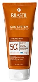 Rilastil Sun System Latte Vellutato, Emulsione Fluida dalla Texture Vellutata per Pelli Sensibili, Resistente all'Acqua, SPF 50+, 200ml