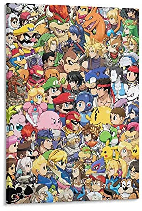 GNKIO Super Sm-ash B-ros Anime Poster Dekorative Malerei Leinwand Wandkunst Wohnzimmer Poster Schlafzimmer Malerei 12x18inch(30x45cm)