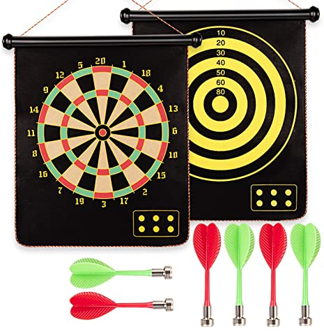 Magnetisches Dartscheibe für Kinder, Taxually Doppelseitige Magnetic Darts Set mit 6 sicheren kinderdartscheibe, Indoor und Outdoor hängende Darts überall, Kinder und Erwachsene Darts Spiel