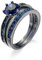 Banemi Modischer Ring Damen, Damen Ring Versilberter Blau Zirkonia Runden Damen Verlobungsring Größe 52 (16.6)