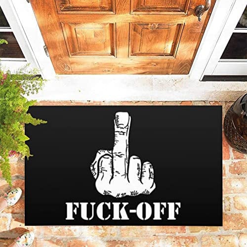 JOOCAR Door Mat Funny The Simple and Crude Fuck Off Door Mats for Indoor, 40x60 cm, Non-slip Entrance Rug Machine Washable Soft Doormats for Kitchen Bathroom Bedroom