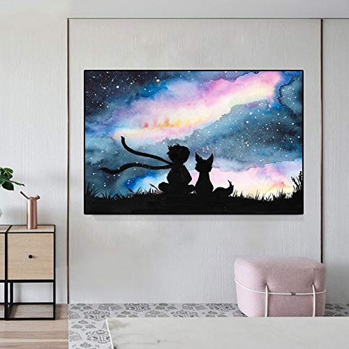 Puzzle 1000 Teile Wandbild Dekoration Kleiner Prinz Film Bild nordischen Stil Puzzle 1000 Teile Landschaft von Spielzeugrätseln Lustiges(38X26cm)