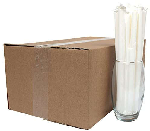 White Paper Straws (12mm x 230mm) - Individually Wrapped for Protection - Pack Size 400 - FSC Certified/Food Safe/PFAS Free/Eco-Friendly/Suitable for Smoothies & Milkshakes