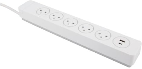 Otio Multiprise parafoudre Mantéa 5 Prises 16 A + 2 USB Easy Eject | Bloc électrique - parafoudre 5 sorties 2P+T 16 A + 2 ports USB, Easy Eject, Mantéa, Type E : prise française avec terre