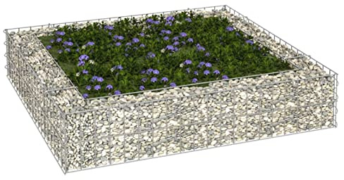 Tidyard Mur de gabion avec couvertures, panier, mur gabion jardin Arriate de gabion en acier galvanisé 100 x 100 x 20 cm, intérieur : 80 x 80 x 20 cm, gabions en pierre décoratifs