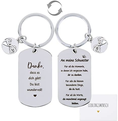 COLOFALLA Schwester Geschenk Schlüsselanhänger Doppelseitige Gravur Schwester Geschenke Beste Freundin Geschenke zum Geburtstag Weihnachten Hochzeit Glücksbringer