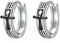 POPLYKE Black Ankh Cross Hoop Earrings Sterling Silver Small Vintage Egyptian Hoop Earrings Celtic Jewelry for M?nner