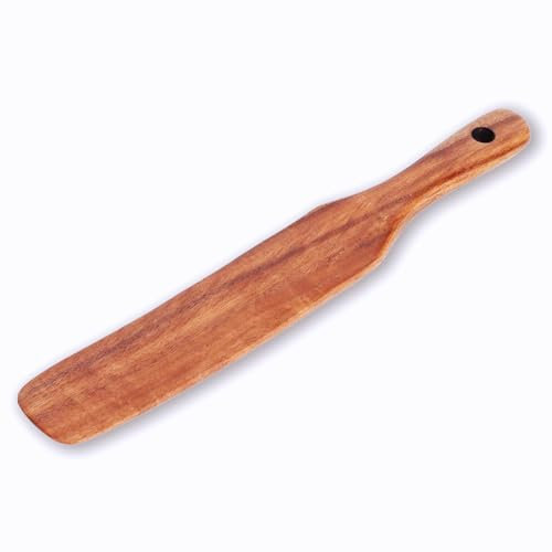 Spatula Holz, Pfannenwender Holz, Crepes Verteiler Holz, küchenspatel Holz, 25,5x3,8cm, Holzspatel zum Rühren, Antihaftbeschichtung, Hitzebeständig, Teakholz-Löffe, für Haushalt, Küche, Rühren, Mixen