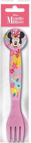 Set de 2 cubiertos de plástico rosa de Disney para niñas con tenedor y cuchara de Minnie Mouse