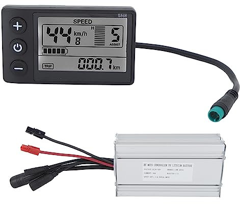 BuyWeek Kit Controller Bici Elettrica, DC 36V 48V 1000W 30A Controller Motore in Alluminio Centralina Bici Elettrica con Pannello Display S866 Impermeabile