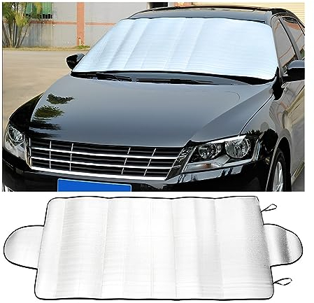 CGEAMDY Couverture Pare-Brise Voiture, Pare-Soleil pour Pare-Brise Réfléchissant Les UV, Pare-Soleil Anti Givre Neige Protection Repliable, Universelle pour Voiture Anti Givre, Neige, Glace, Pluie