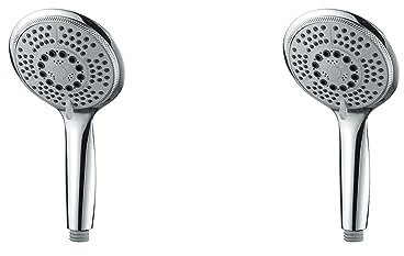 GRIFEMA COMPLENTO-G803 Manopola Doccia Grande (G1 / 2 pollici, Diametro 120 mm), Soffione Doccia con 5 modalità Spray, Argento/Cromo (Confezione da 2)