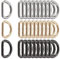 Butyeak Metall-D-Ring, Halbringe D, Halbrunder D-Ring, 30 Stück 25mm D-Ring aus Edelstahl, Für Halsbänder, Karabiner, Riemen, Rucksäcke und Heimwerkerzubehör, (Pistole Schwarz ＆ Silber ＆ Hell Gold)