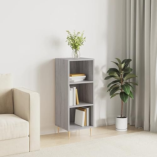 Homgoday Anrichte aus technischem Holz, Grau, Sonoma, 34,5 x 32,5 x 90 cm, Küchenschrank, Sideboard, Beistelltisch, Schrank, Schublade, Kommode, Buffet, Wohnzimmer, Typ 7