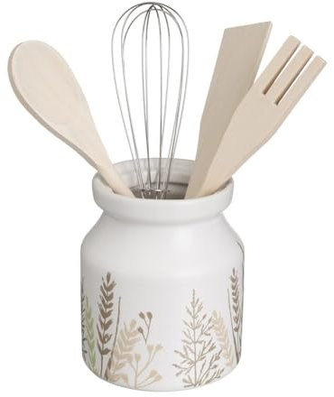 Juego de Porta Utensilios de Ramas de Stoneware Blancos y Beige para Cocina Modernas (Bote utensilios)