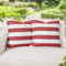 Lewondr Outdoor Kissenbezüge, 2 Stück 50x50cm Quadratische Streifen Wasserdicht Kissenbezüge für Outdoor Terrasse Veranda Bauernhaus Garten Balkon Couch, Rot & Weiß