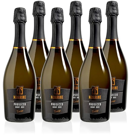 Magrine | Prosecco DOC Brut Le Nostre Bollicine d'Eccellenza Vino Spumante Italiano Metodo Martinotti Prosecco DOC di Treviso con Uve 100% Glera 6 Bottiglie da 750 mL