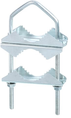 sourcing map Double Antenna Mast Clamp V Jaw Block with U Bolts Mount Bracket for Outdoor Antenna, M6x54x150mm