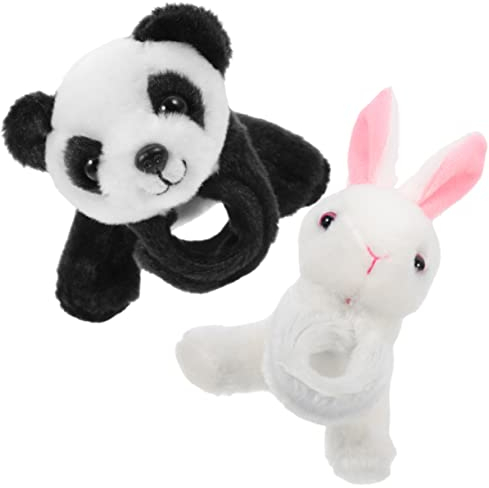 VICASKY 2stücke Tier Slap Armbänder Kuschelige Cartoon Tiere Für Kindergeburtstagsfeiern Party Mitgebsel Und Deko Fuzzy Slap Bands Hase Panda Für Schulpartys Und Spielaktivitäten