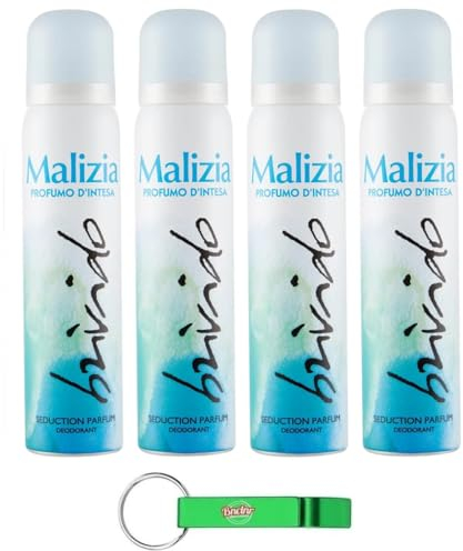 4x MALIZIA Deodorante Donna Brivido Seduction,Deodorant Deo Spray für Damen 100ml + Beni Culinari Kostenloser Schlüsselanhänger