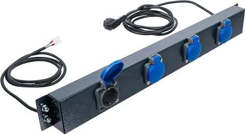 BGS 80190 | Netzversorgungsleiste 4-Fach | für Schrankwand-System | Schuko-Steckdosen 230 V, 50/60 Hz | Kunststoffabdeckungen | zusätzlicher Anschluss | für Lochwandplatte 80192