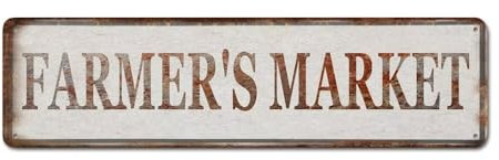 Farmer's Market Wandschild 40,6 x 10,2 cm, Vintage-Aluminium-Wandschild für Bauernhaus, dekorative Beschilderung, rustikales Schild für Haustür, Veranda, Heimdekoration
