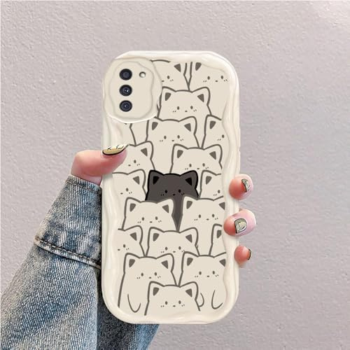 hdqICase Hülle Kompatibel mit Samsung Galaxy A02s Weiß | Katze Welle Silikon Weich