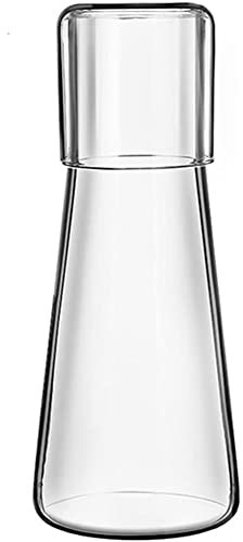 ANNJUC Juego de jarra de agua transparente con vaso de vidrio para mesita de noche para dormitorio, jarra de agua con vidrio, con juego de tazas
